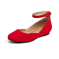 DREAM PAIRS Women's Revona Low Wedge Ankle Strap Flats Shoes