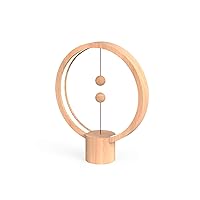 Heng Balance lamp, DesignNest, Heng Lamp, Switch in mid-air, USB Powered LED Table lamp, Desk lamp, Warm Eye-Care Lamp, Contemporary Soft Light, Office, Home (Round, Real Wood)