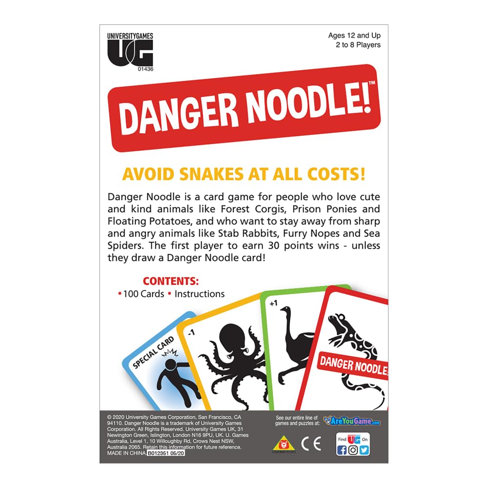 University Games | Danger Noodle Family Card Game, for 2 to 8 Players Ages 12 and Up