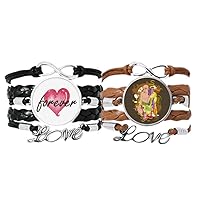 Religion Customs Eighteen Arhats Pattern Bracelet Hand Strap Leather Rope Forever Love Wristband Double Set