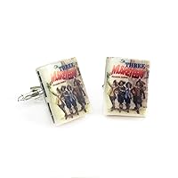 The Three Musketeers Alexander Dumas Clay Mini Book Cufflinks Double Sided Blank Stud Adapter Pair