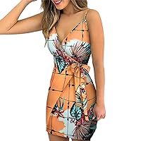 joysale Womens Wedding Guest Dresses Multi Printed Lace Wrapped Dressy Sleeveless Casual Cocktail Dress