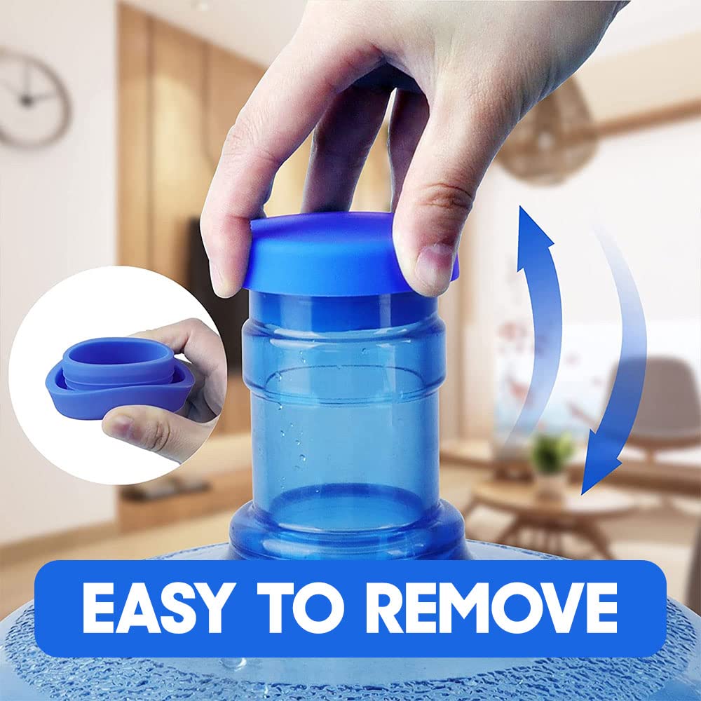 5 Gallon Water Jug Cap, Pack of 4 Spill and Leak Resistant Silicone Replacement Water Bottle Caps, Reusable Bottle Caps for your 5 Gallon Water Jugs, Anti Splash Caps for Water Bottle