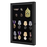 Pin Display Case Tempered Glass - 12x18 Pin Wall Collection Display Case Frame for Military Medals, Beach Tags, Pin Gift,Jewelry Pins, Badge, Insignia Ribbons, Black