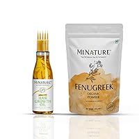 Combo of Fenugreek Powder (227g) & Hair Oil (110ml) by mi nature| No Harmful Chemical | Oil with live Herbs | For Herbal Haircare |Hair Combo
