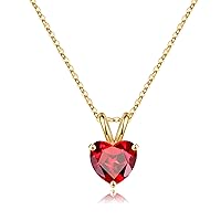 SMILEST Heart Birthstone Necklace for Women Mom, Sparkle Natural or Created Heart Birthstone Charms 18K White Yellow Rose Gold Plated S925 Sterling Silver Birthstone Jewelry Birthday Gifts for Women