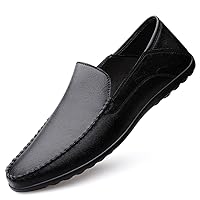 Men's Genuine Leather Slip On Soft Driving Walking Shoes Penny Loafer Flats Shoes
