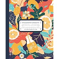 Composition Notebook: Collage Contemporary Floral Seamless Pattern: Dot Grid Aesthetic Notebook 120 Cream Pages, 7.5 x 9.25 inches, Composition Books for School, Office, Home, Work Supplies