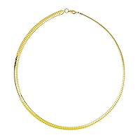 Bling Jewelry Flexible Flat Contoured Fit Collar Gold Silver Tone Cubetto Snake Chain Omega Choker Necklace For Women Teen Flexible Contoured 16 18 Inch 5MM 8MM Wide Polished Stainless Steel