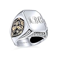 Bling Jewelry Big Statement Vintage Style Masculine King Of Jungle Rectangle Signet Celtic Knot Accent Lion Ring For Men Solid Oxidized .925 Sterling Silver Handmade In Turkey