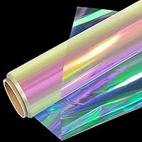 SYOGUA Iridescent Cellophane Wrap Roll, 34 in X 50 Ft Iridescent Cellophane Roll, Iridescent film Cellophane Wrap for Gift Baskets, Fairy Wings, DIY Crafts, Treats, Birthday, Christmas Gifts Wrapping