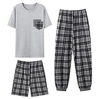 3 Piece Men's Cotton Pajama Set Casual Sportswear Pajamas Men's Plus Size Pajamas For Men