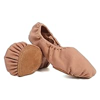HROYL Ballet Shoes for Toddler Girls/Kids Split-Sole Ballet Dance Shoes,Elastic Fabric,Ballet-TLB