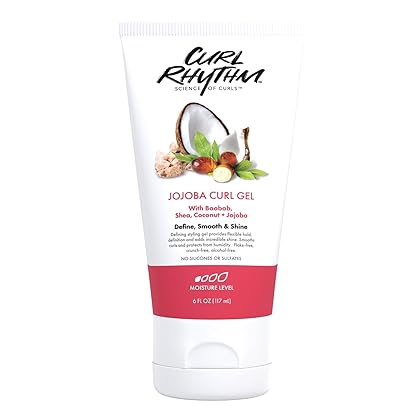 Curl Rhythm Jojoba Curl Gel - Defining Hair Gel for Bouncy, Nourished Curls - Curly Hair Styling Gel with Shea and Coconut - Sulfate Free - 6 oz