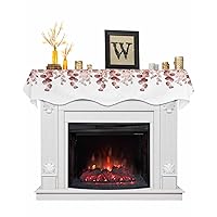Spring Mantel Scarf, Plants Red Eucalyptus Leaves Fireplace Mantel Scarf Mantel Shelf Top Scarf Runner for Seasonal Holiday Decorations Indoor Home Living Room (60 × 17 inches)