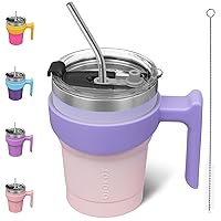 BJPKPK 10 oz Stainless Steel Insulated Tumbler Cups With Handle And Straw And Lid,Pastel Sunset