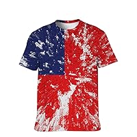 Unisex USA American Novelty T-Shirt Colors-Graphic Crewneck Funny Classic-Casual: Fashion 3D Lightweight Shirts Bodybuilding