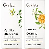Vanilla Essential Oil for Skin & Orange Essential Oil for Diffuser Set - 100% Natural Therapeutic Grade Essential Oils Set - 2x0.34 fl oz - Gya Labs