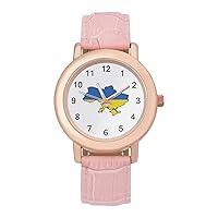 Map of Ukraine Flag Casual Watches for Women Classic Leather Strap Quartz Wrist Watch Ladies Gift