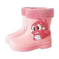 Classic Children Rainboots PVC Rubber With Fleece Children Water Shoes Rain Boots Kids Baby Cartoon Shoes Kid Winter