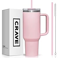40oz Tumbler with Lid and Straw l Reusable Spill Proof Double Wall Insulated Stainless Steel Water Bottle Travel Mug l Cupholder Friendly Vacuum Sealed Tumbler with Handle (Pink Dusk)