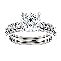 Siyaa Gems 3 CT Round Cut Colorless Moissanite Engagement Ring Wedding Band Gold Silver Solitaire Ring Halo Ring Vintage Antique Anniversary Promise Bridal Ring