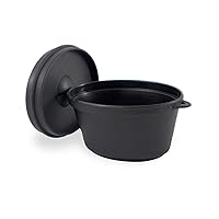 PacknWood - 209MBMCOC - Small Black Plastic Pot with Lid - Black containers with lids-Round Black Plastic Containers Pot-Small Black Container-Small Black pots Plastic- 2.5 oz. Capacity (Case of 200)
