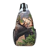 Moose Chest Bag Shoulder Bag, Animal Sling Backpack Casual Travel Bag For Men And Women