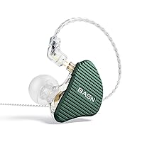 BASN Mix-PD 2-Pin in Ear Monitor,1Planar Driver + 1Dynamic Driver Hi-fi IEM Earphones with CNC Crafted Metal Cover, Wired 0.78mm 2-Pin Detachable Cable for Musicians (Green)