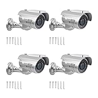 Othmro Fake Security Camera Plastic Dummy Camera CCTV Solar Powered Surveillance System for Home Outdoor Indoor Protect Your Homes,Retail Shops and Business Silver 4Pcs