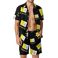 Flag of Vatican City Men's Hawaiian Set Shirt and Swim Trunks Short Sleeve 2 Piece Funny Suit