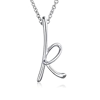 Bling Jewelry Personalize ABC Script Letter Alphabet Pendant Initial Necklace For Teen Women 14K Gold Plated .925 Sterling Silver