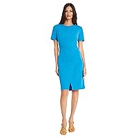 Maggy London Women's Sophisticated Crew Neck Sheath with Overlap Notch Hem Detail Career Workwear Desk to Dinner