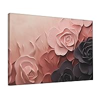 NONHAI Canvas Wall Art for Living Room Bedroom Decorative Painting Art Posters Modern Hanging Canvas Print Artwork Rose Color Blush and Black Wall Art Aesthetics Paintings 12x18 Inch