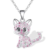 Easter Gifts for Girls Kitty Cat Pendant Necklace Jewelry for Women Girls Cat Lover Gifts Daughter Loved Necklace 18+2.4 inch Chain
