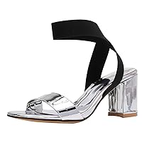 BIGTREE Womens Sandals Chunky Block Heels Elastic Ankle Strap Open Toe Summer Slip On Dress Shoes