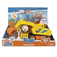 Blippi Excavator - Fun Freewheeling Vehicle with Features Including 3 Construction Worker, Sounds and Phrases - Educational Vehicles for Toddlers and Young Kids, Yellow, Multicolor, Pack 1