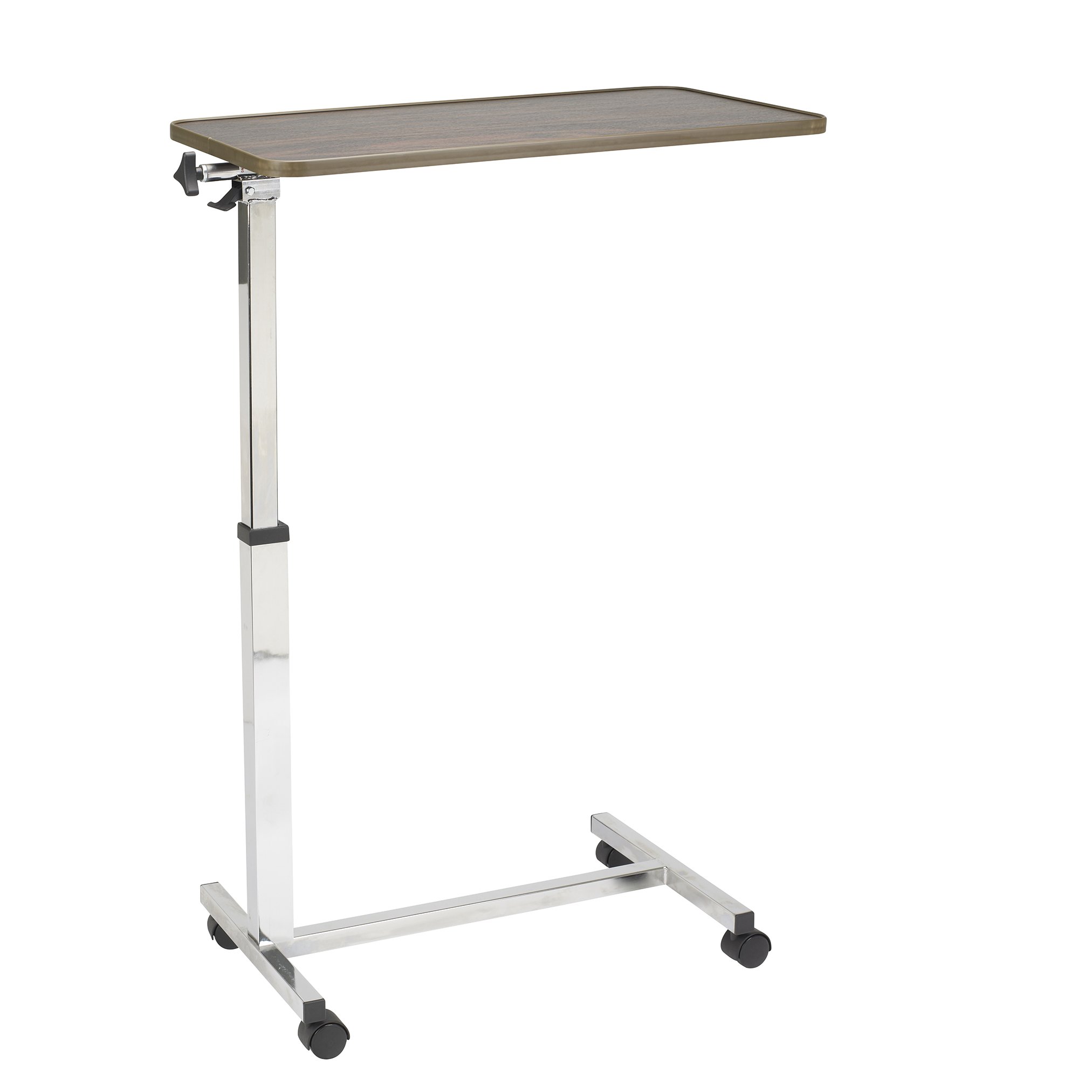 Drive Medical Tilt-Top Overbed Table with Wheels, Walnut