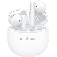 MIATONE London Wireless Earbuds, Bluetooth 5.3 Ear Buds 50H Playtime with Charging Case, Built-in Microphone for Phone Calls, Semi-in-Ear Ear Buds Earphones - White