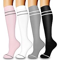 COOLOVER 4 Pairs Compression Socks for Women and Men -Best Support for Circulation,Running, Athletic, Nursing, Travel, Pregnancy