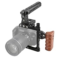 CAMVATE DSLR Camera Cage Top Handle Wood Grip Compatible for Sony Panasonnic - 1175