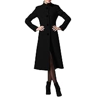 PENER Women's fashion elegant Stand-neck Coat cashmere coat Long Trench Coat Woolen coat