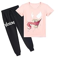 Child Venom Cute Crewneck Tee Shirt+Jogger Pants Summer Short Sleeve T Shirt Casual Tops for Boy Girls