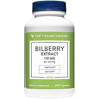 The Vitamin Shoppe Bilberry Extract 120MG, Antioxidant That Promotes Eye, Night Vision & Blood Circulation Health (240 Capsules)