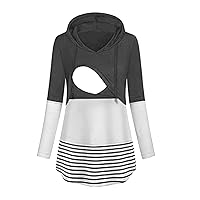 EFOFEI Womens Cozy T Shirt with Black Stripe Printed Strench Casual Blouse