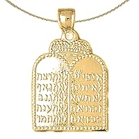 14K Yellow Gold Ten Commandments Pendant with 18