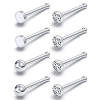 18G 20G 22G Titanium Nose ring Studs Straight Ccrew L Shaped Nose Studs Diamond Flat Hypoallergenic Titanium Nostril Piercing Jewelry Silver Nose Studs For Women Men