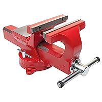 Yost Vises ADI-8 Heavy Duty Vise | 130,000 PSI Tensile Strength Austempered Ductile Iron Bench Vise | 8 Inch Jaw Width with a 360 Degrees Interlocking Swivel Base and 2 Lockdowns | Red