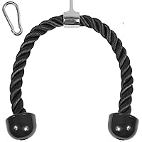 Deluxe Tricep Rope Cable Attachment, 27 & 36 inch with 4 Colors, Exercise Machine Attachments Pulley System Gym Pull Down Rope with Carabiner