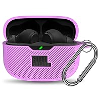 YIPINJIA for JBL Vibe 200TWS/JBL Vibe Beam Case Cover, Silicone Protective Shock Cover Compatible with JBL Vibe 200TWS & JBL Vibe Beam True Wireless Headphones Charging Case with Carabiner(Purple)